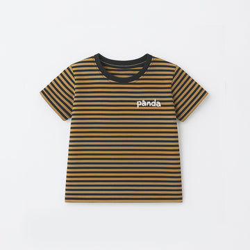 BROWN WITH BLACK STRIPES PANDA HALF SLEEVES T-SHIRT FOR BOYS